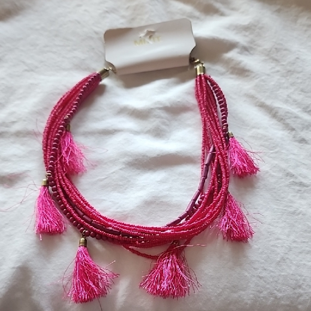 Mixit Pink Tassel Necklace